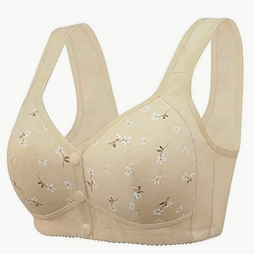 Elegant Beige Floral Women's Bra